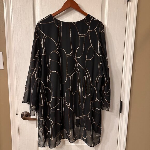 Joseph Ribkoff | 18 Black JDS Tunic Top Dressy Sheer Mature Sequin Chain Overlay - Picture 10 of 15